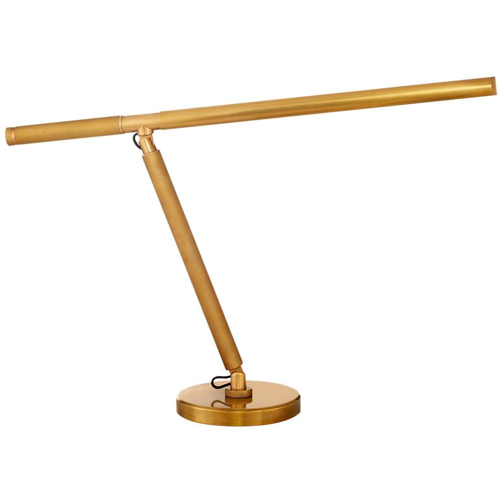 Visual Comfort Signature Collection Barrett Knurled Boom Arm Desk Light in Natural Brass