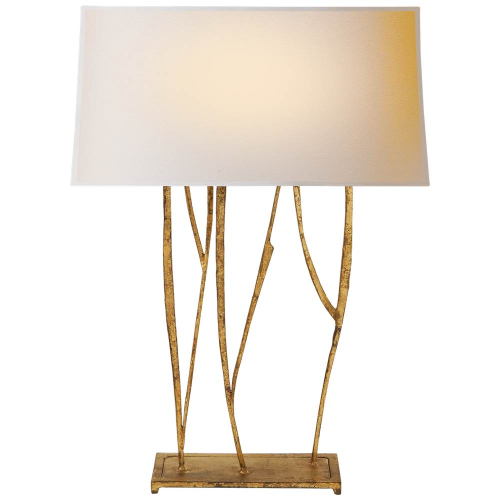 Visual Comfort Signature Collection Aspen Console Lamp in Gilded Iron with Natural Paper Shade
