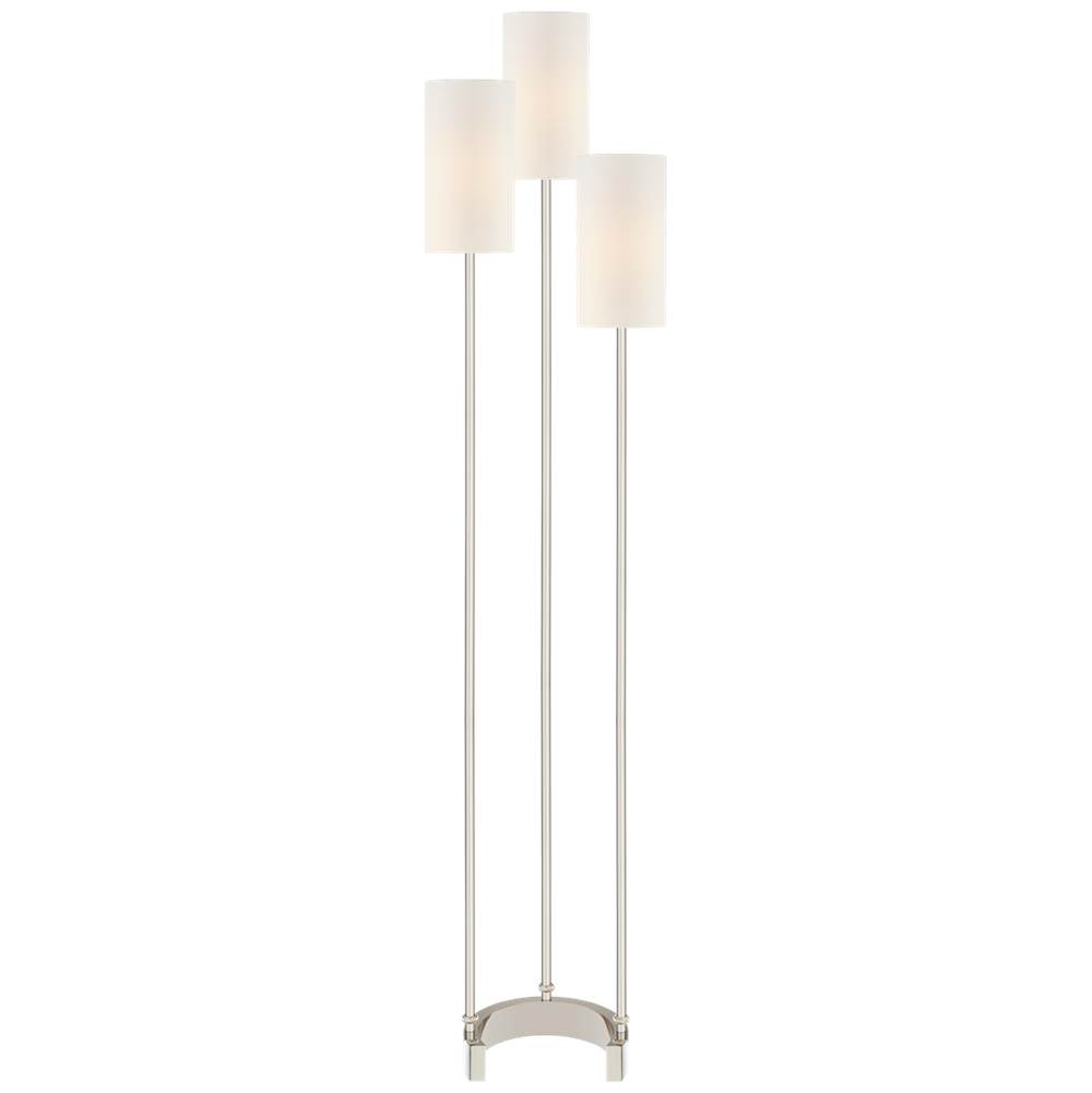 Visual Comfort Signature Collection Aimee Floor Lamp in Polished Nickel with Linen Shades