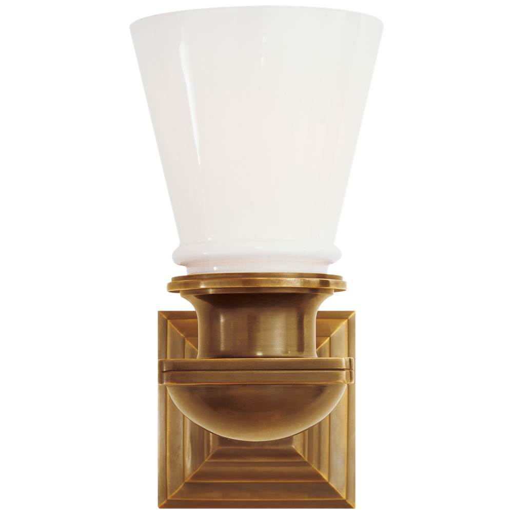 Visual Comfort Signature Collection New York Subway Single Light in Hand-Rubbed Antique Brass with White Glass