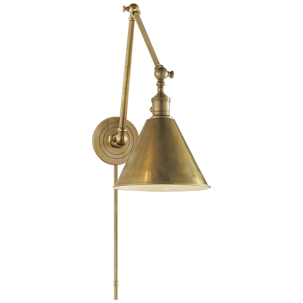Visual Comfort Signature Collection Boston Functional Double Arm Library Light in Hand-Rubbed Antique Brass