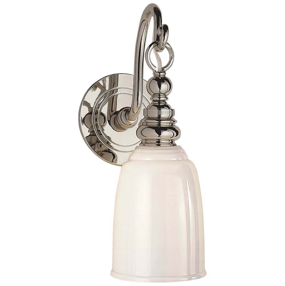 Visual Comfort Signature Collection Boston Loop Arm Sconce in Chrome with White Glass
