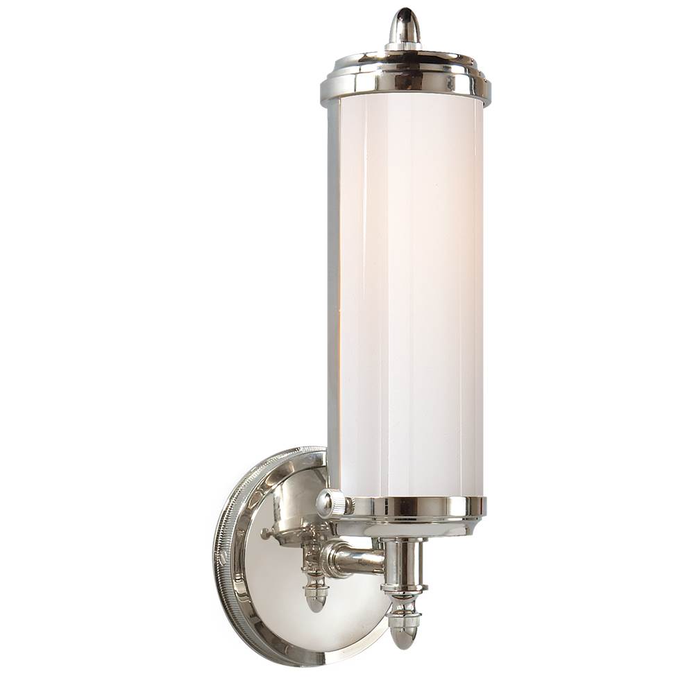 Visual Comfort Signature Collection Merchant Single Bath Light in Chrome with White Glass