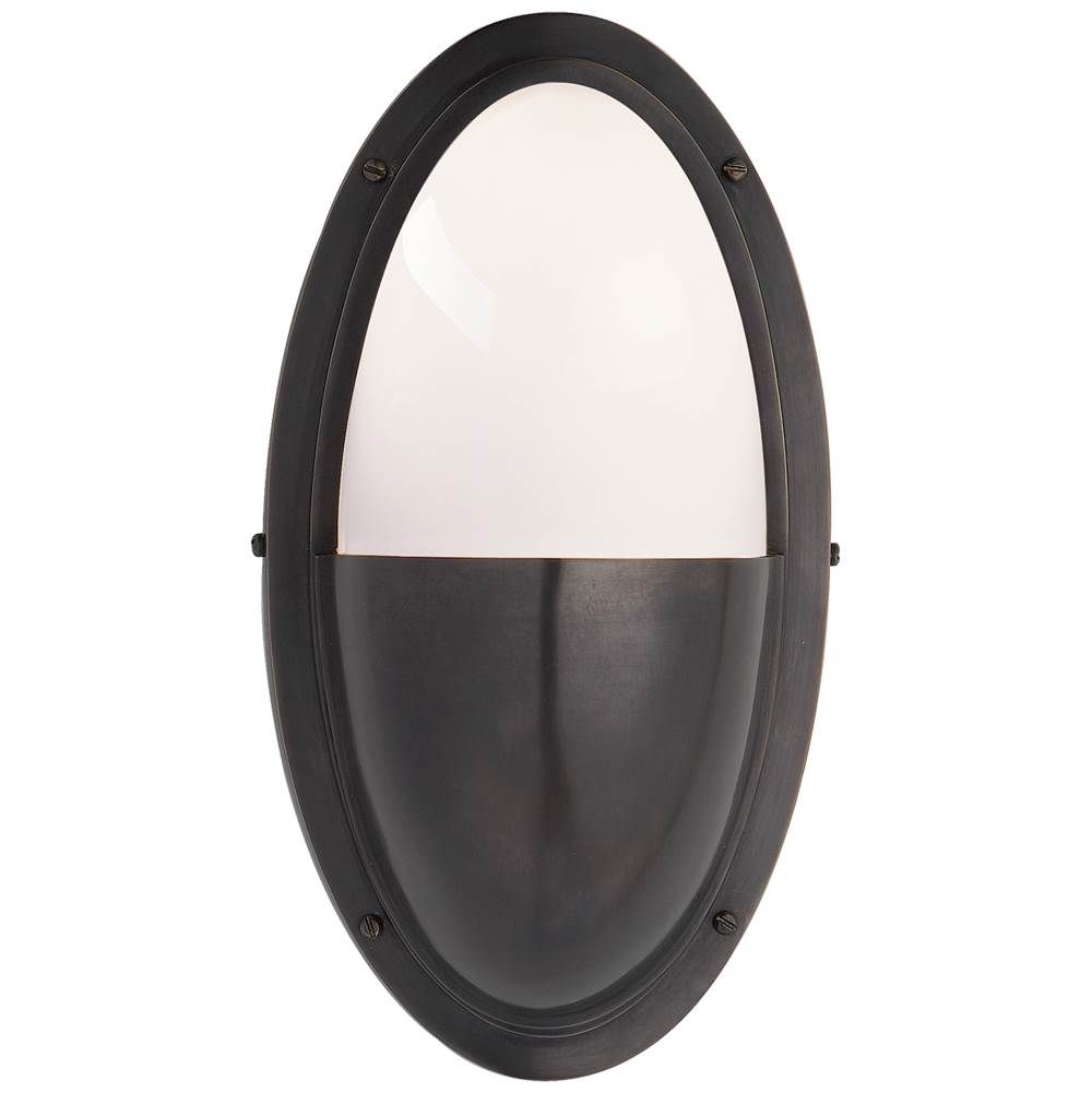 Visual Comfort Signature Collection Pelham Oval Light in Bronze with White Glass