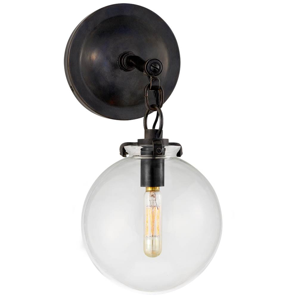 Visual Comfort Signature Collection Katie Small Globe Sconce in Bronze with Clear Glass