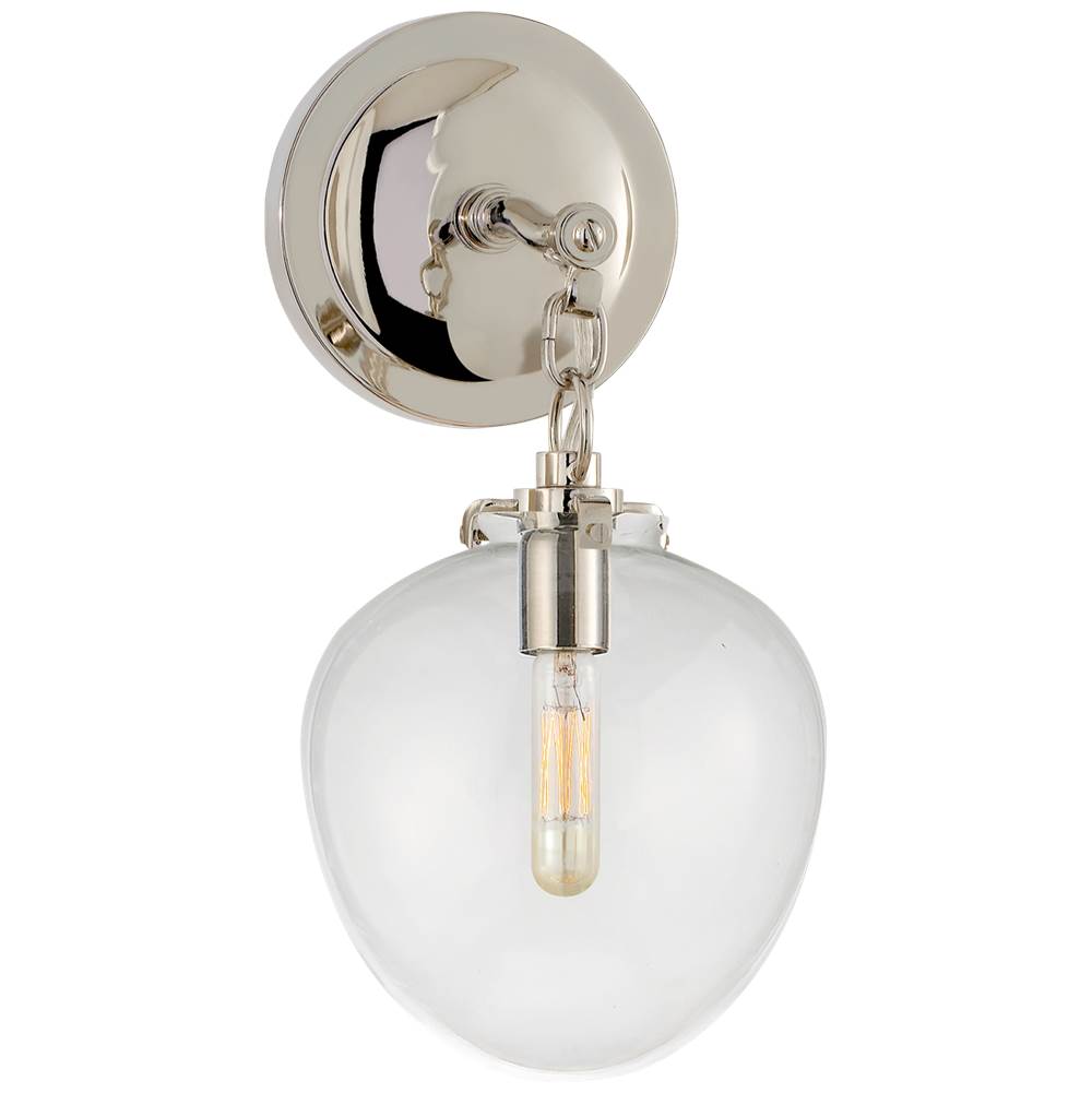 Visual Comfort Signature Collection Katie Small Acorn Sconce in Polished Nickel with Clear Glass
