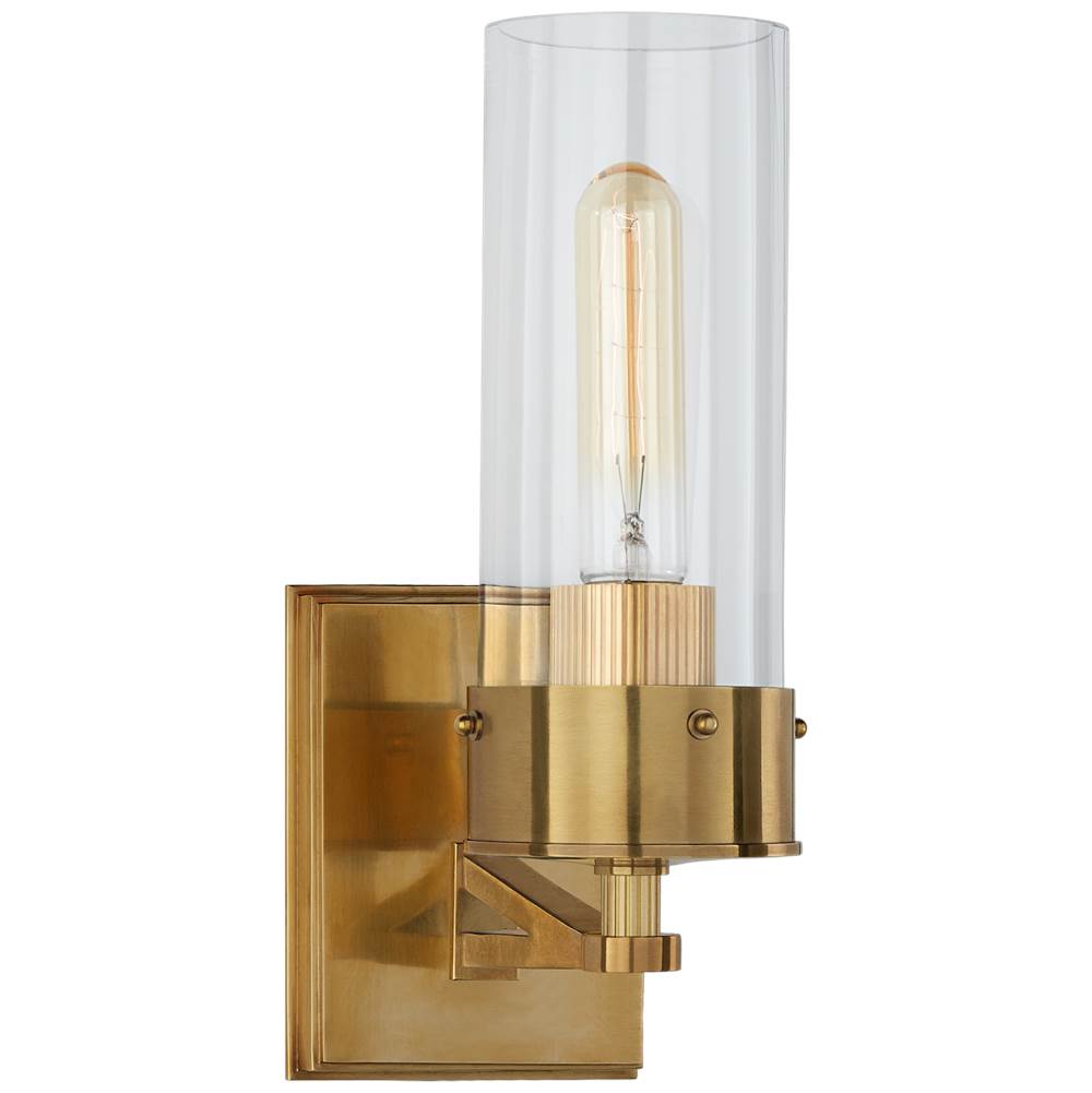 Visual Comfort Signature Collection Marais Medium Bath Sconce in Hand-Rubbed Antique Brass with Clear Glass
