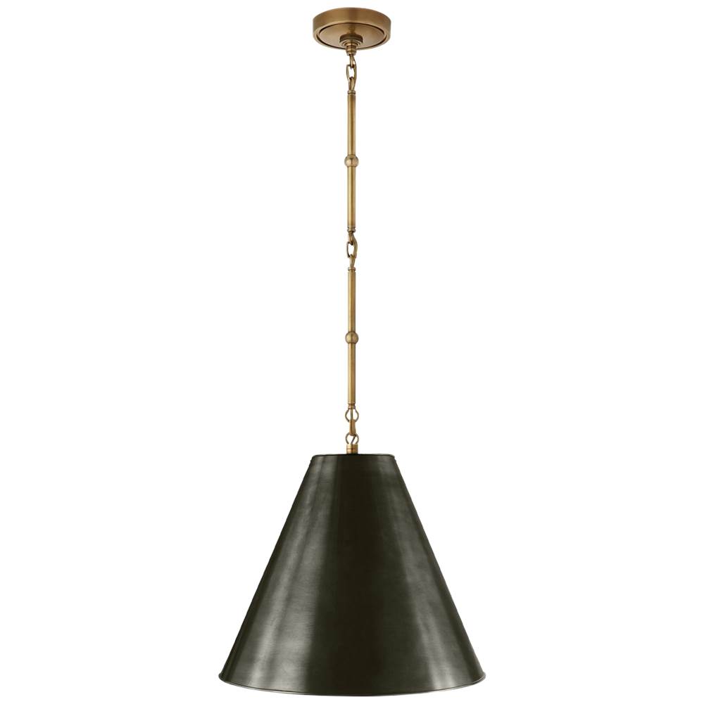 Visual Comfort Signature Collection Goodman Small Hanging Light in Hand-Rubbed Antique Brass with Bronze Shade