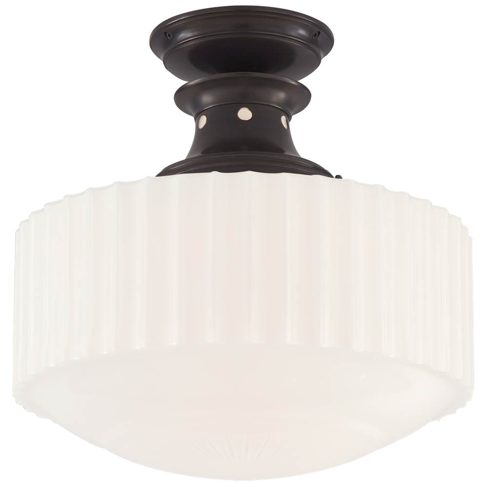 Visual Comfort Signature Collection Milton Road Flush Mount in Bronze with White Glass