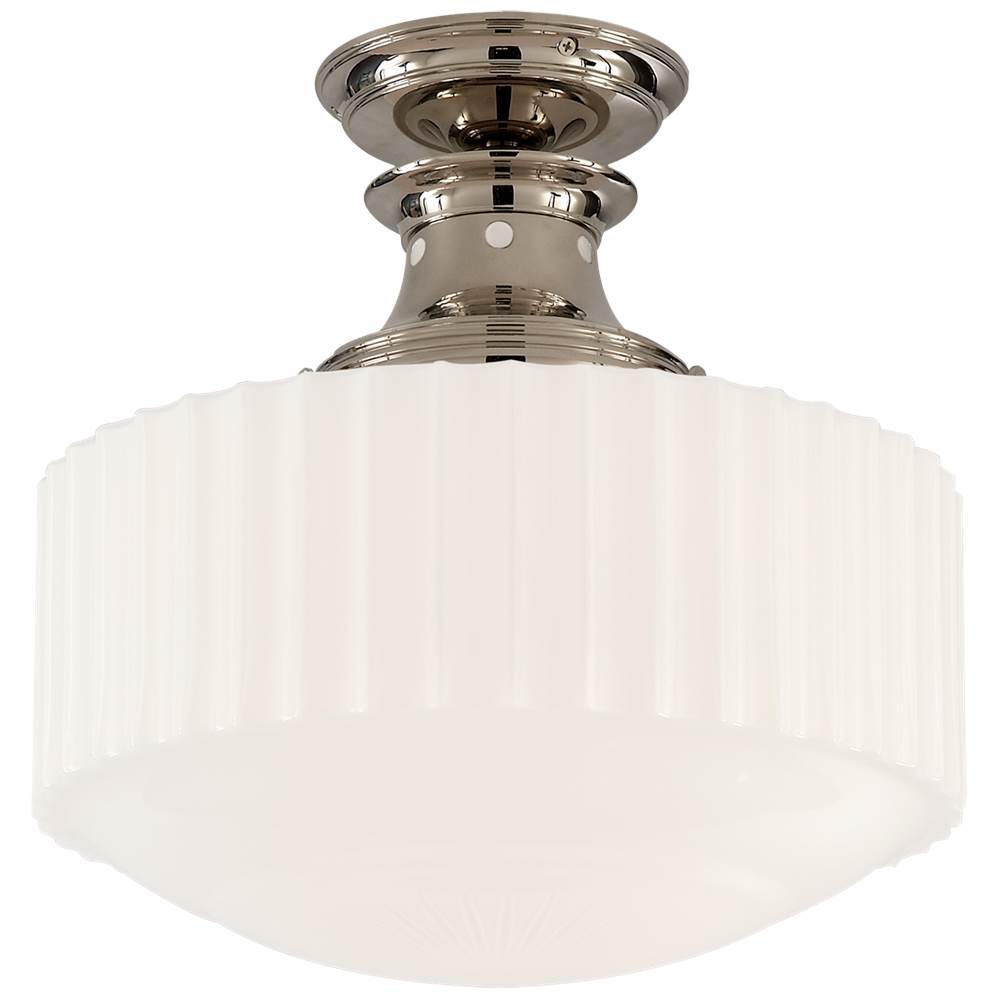 Visual Comfort Signature Collection Milton Road Flush Mount in Polished Nickel with White Glass