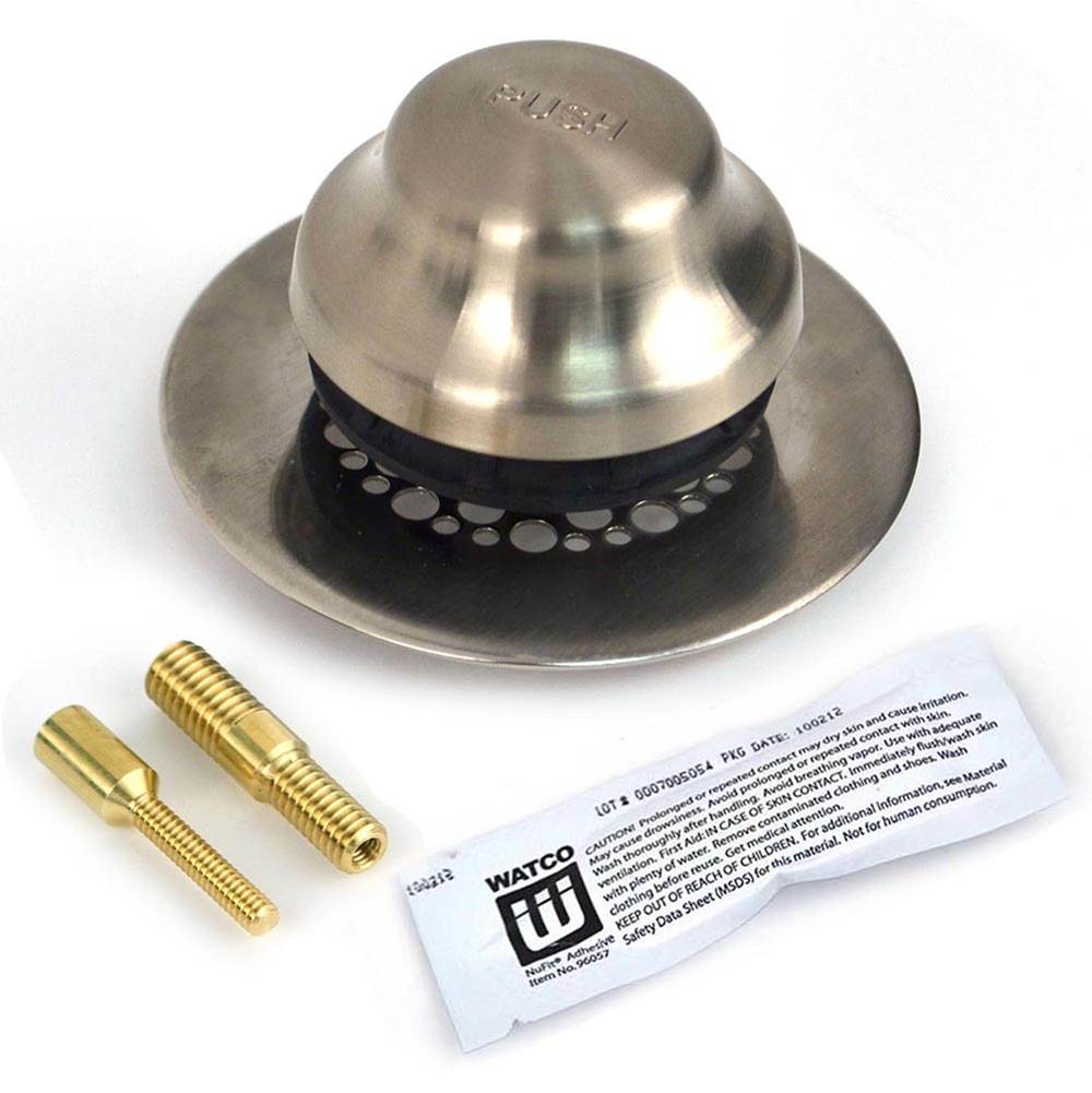 Watco Manufacturing Universal Nufit Fa Tub Closure - Silicone Brushed Nickel Grid Strainer 3/8-5/16 And No.10-24 Adapter Pins