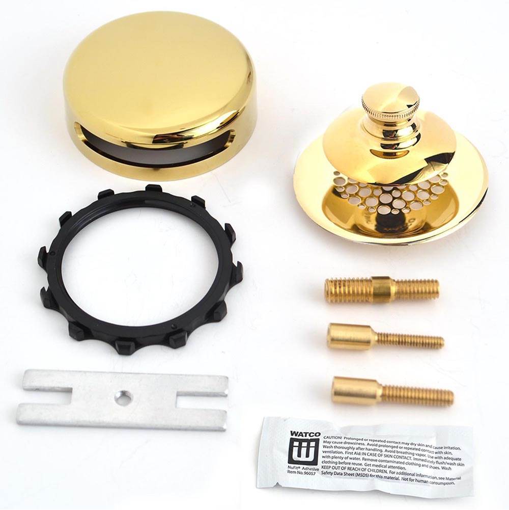 Watco Manufacturing Universal Nufit Innovator Pp Trim Kit - Silicone Polished Brass ''Pvd'' Grid Strainer All 3 Threaded Adapter Pins