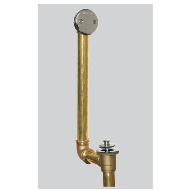 Watco Manufacturing Push Pull Direct Drain 2-Hole Bath Waste 17G Brass Brs Nickel Polished ''Pvd''