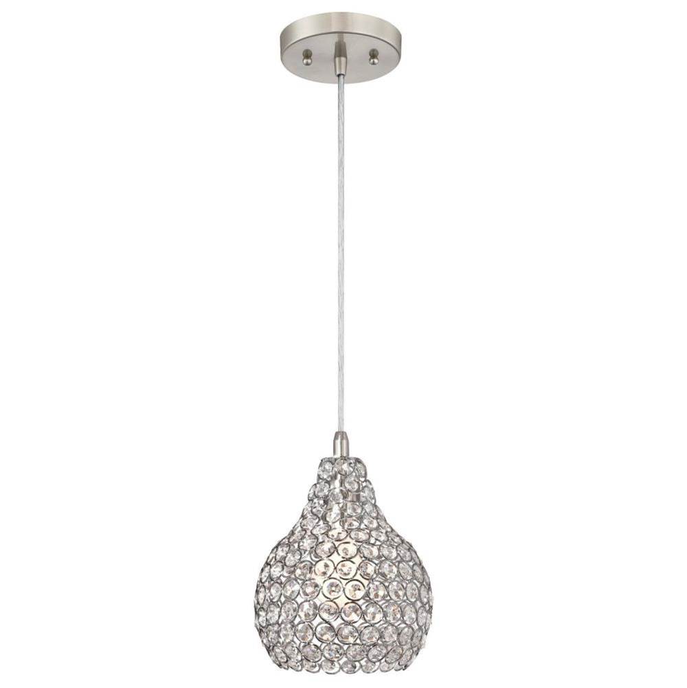 Westinghouse Westinghouse Lighting Kelcie One-Light Indoor Mini Pendant, Brushed Nickel Finish with Crystal Jewel Shade