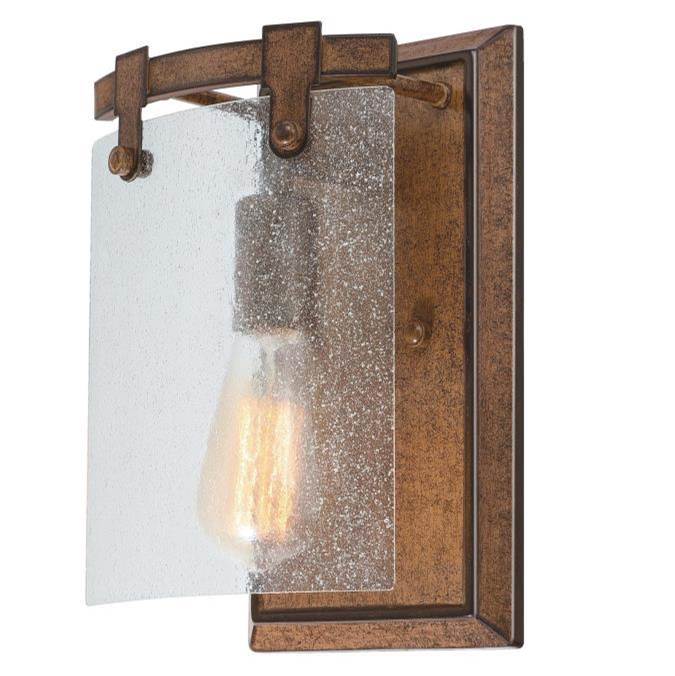 Westinghouse Westinghouse Lighting Burnell One-Light Indoor Wall Fixture, Barnwood Finish with Clear Seeded Glass