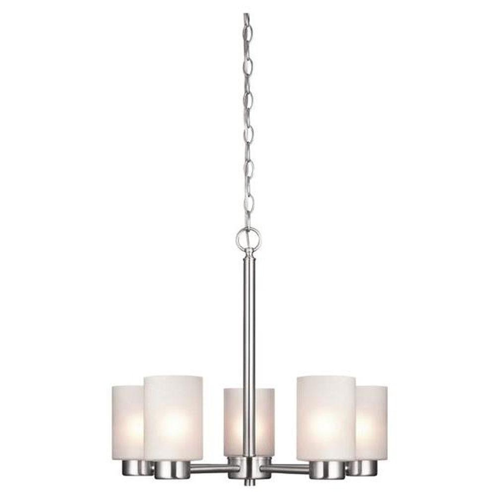 Westinghouse Westinghouse Lighting Sylvestre Five-Light Indoor Chandelier, Brushed Nickel Finish with Frosted Seeded Glass
