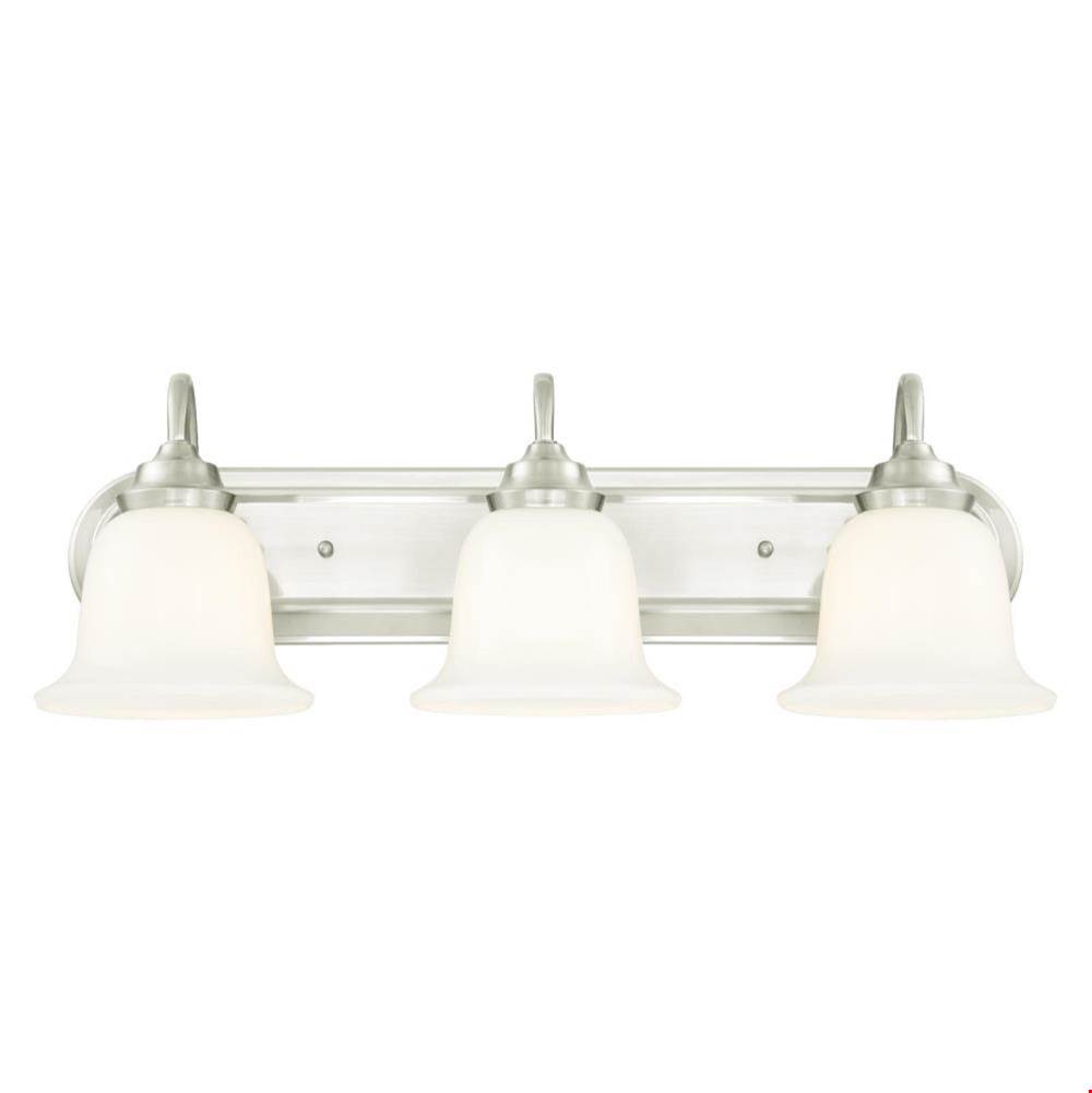 Westinghouse Westinghouse Harwell Three-Light Indoor Wall Fixture, Brushed Nickel Finish with White Opal Glass