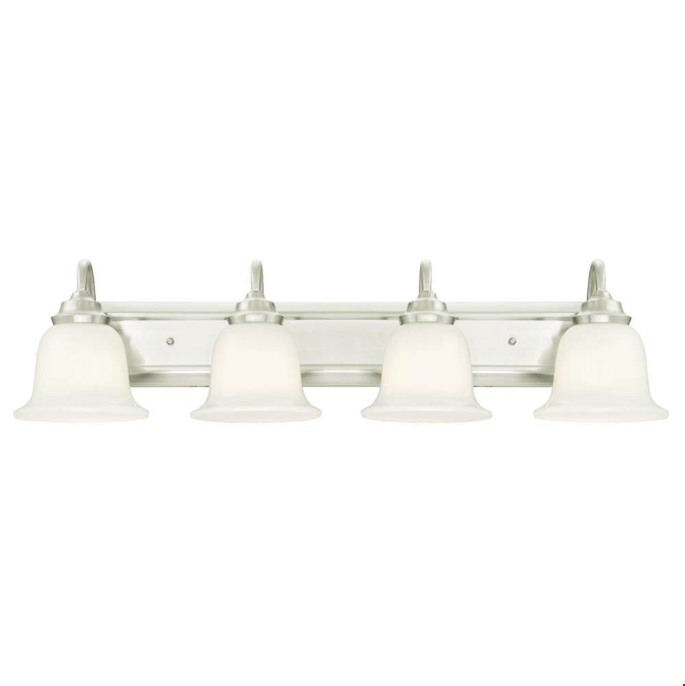 Westinghouse Westinghouse Harwell Four-Light Indoor Wall Fixture, Brushed Nickel Finish with White Opal Glass