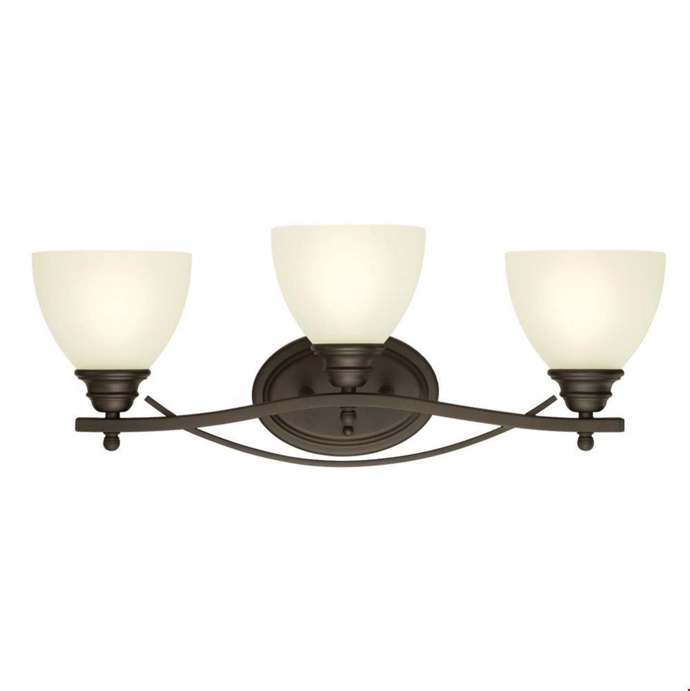 Westinghouse Westinghouse Elvaston Three-Light Indoor Wall Fixture, Oil Rubbed Bronze Finish with Frosted Glass
