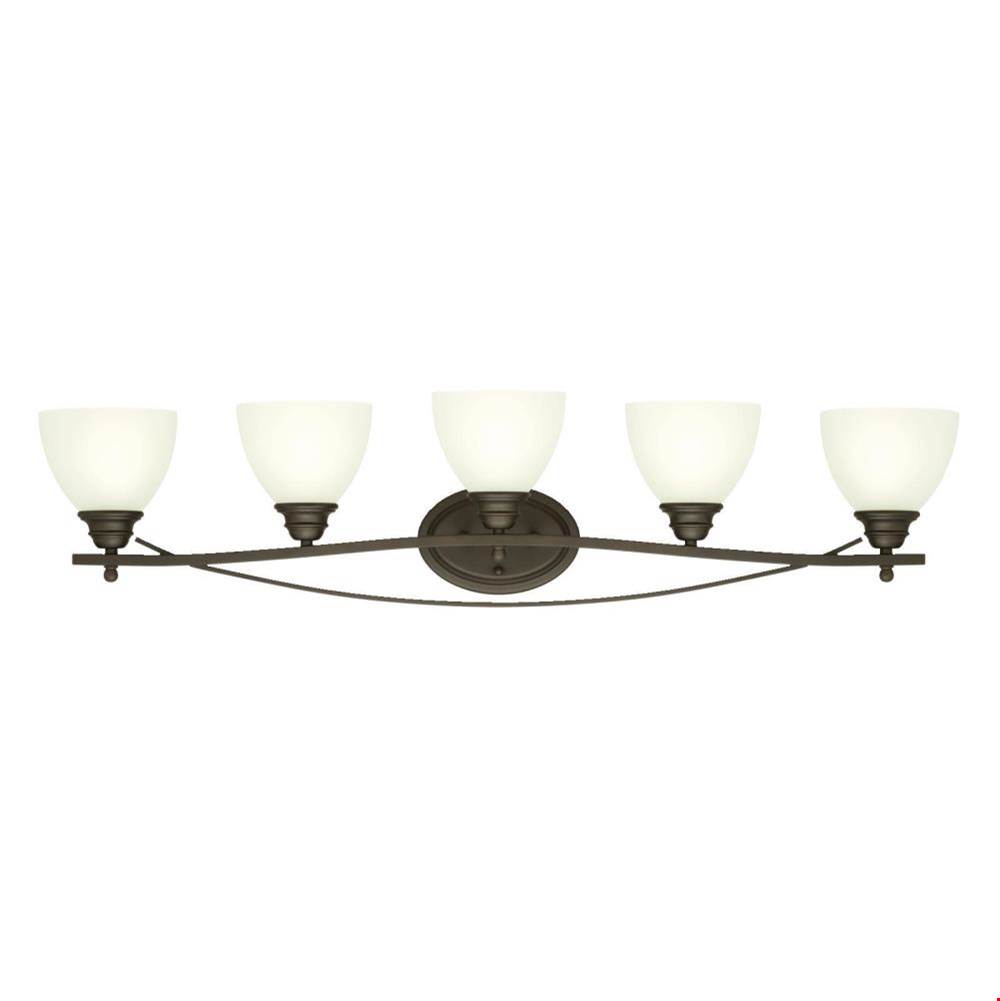 Westinghouse Westinghouse Elvaston Five-Light Indoor Wall Fixture, Oil Rubbed Bronze Finish with Frosted Glass