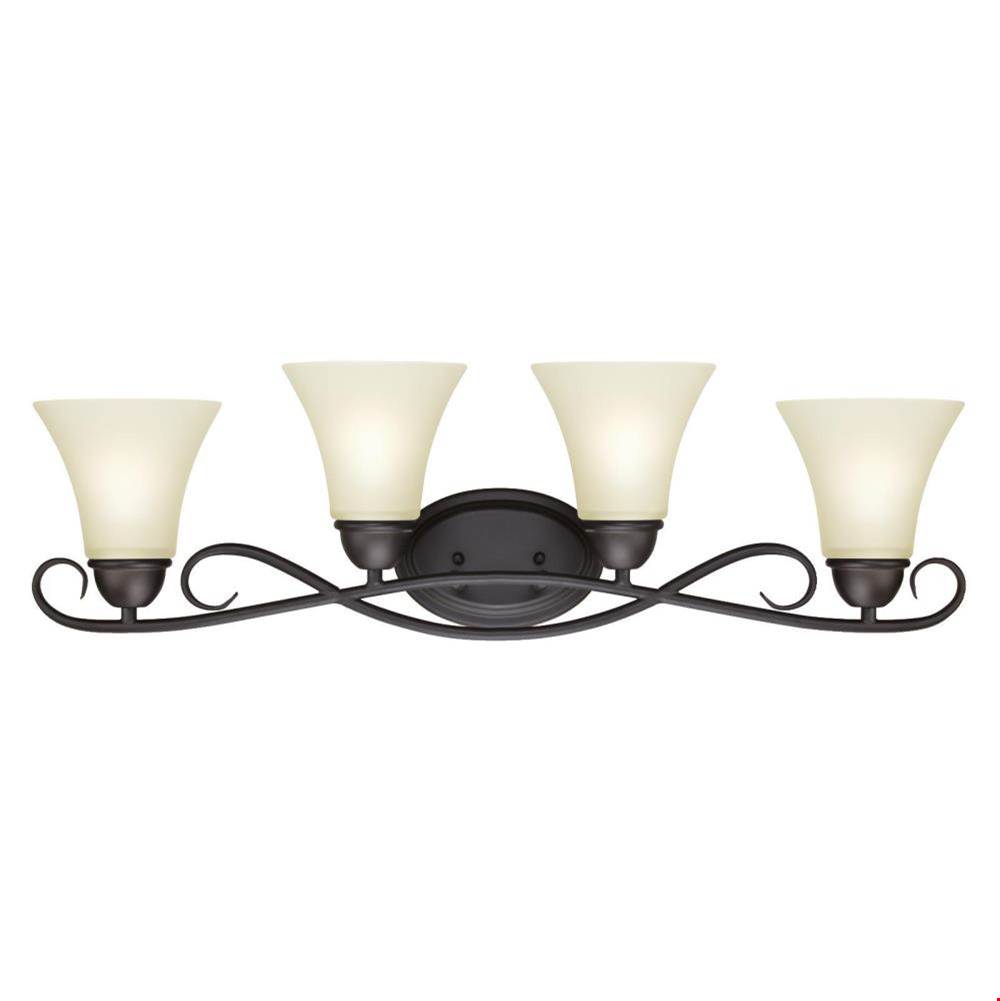 Westinghouse Westinghouse Dunmore Four-Light Indoor Wall Fixture, Oil Rubbed Bronze Finish with Frosted Glass
