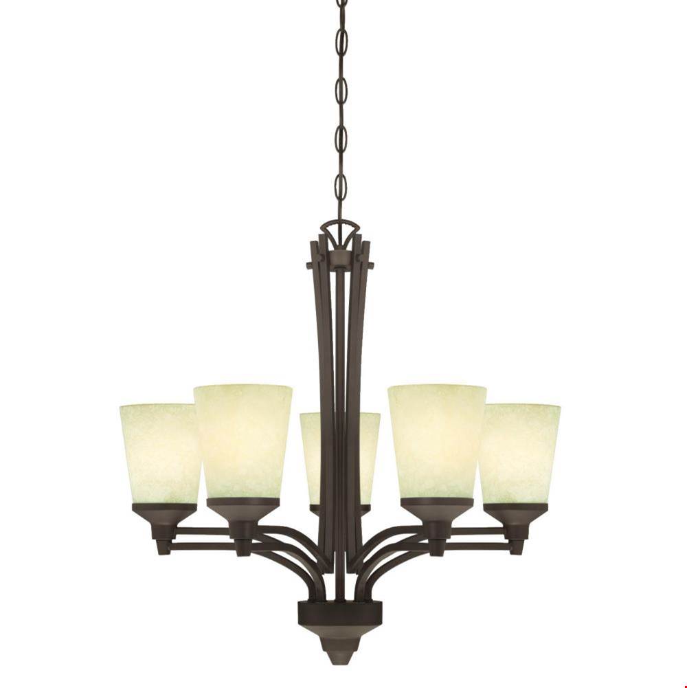 Westinghouse Westinghouse Malvern Five-Light Indoor Chandelier, Oil Rubbed Bronze Finish with Smoldering Scavo Glass