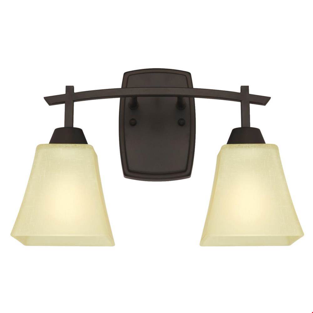 Westinghouse Westinghouse Midori Two-Light Indoor Wall Fixture, Oil Rubbed Bronze Finish with Amber Linen Glass