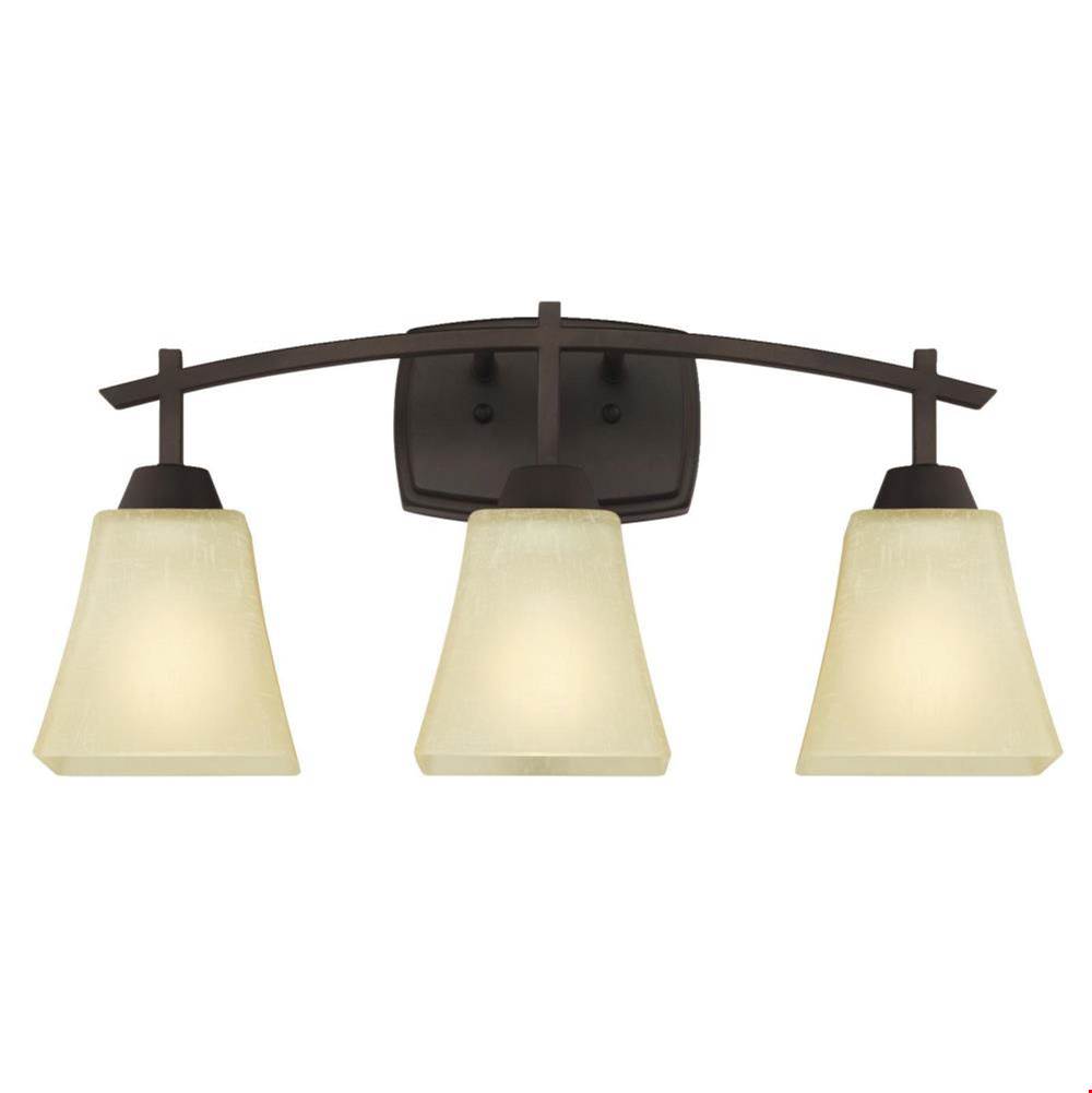 Westinghouse Westinghouse Midori Three-Light Indoor Wall Fixture, Oil Rubbed Bronze Finish with Amber Linen Glass