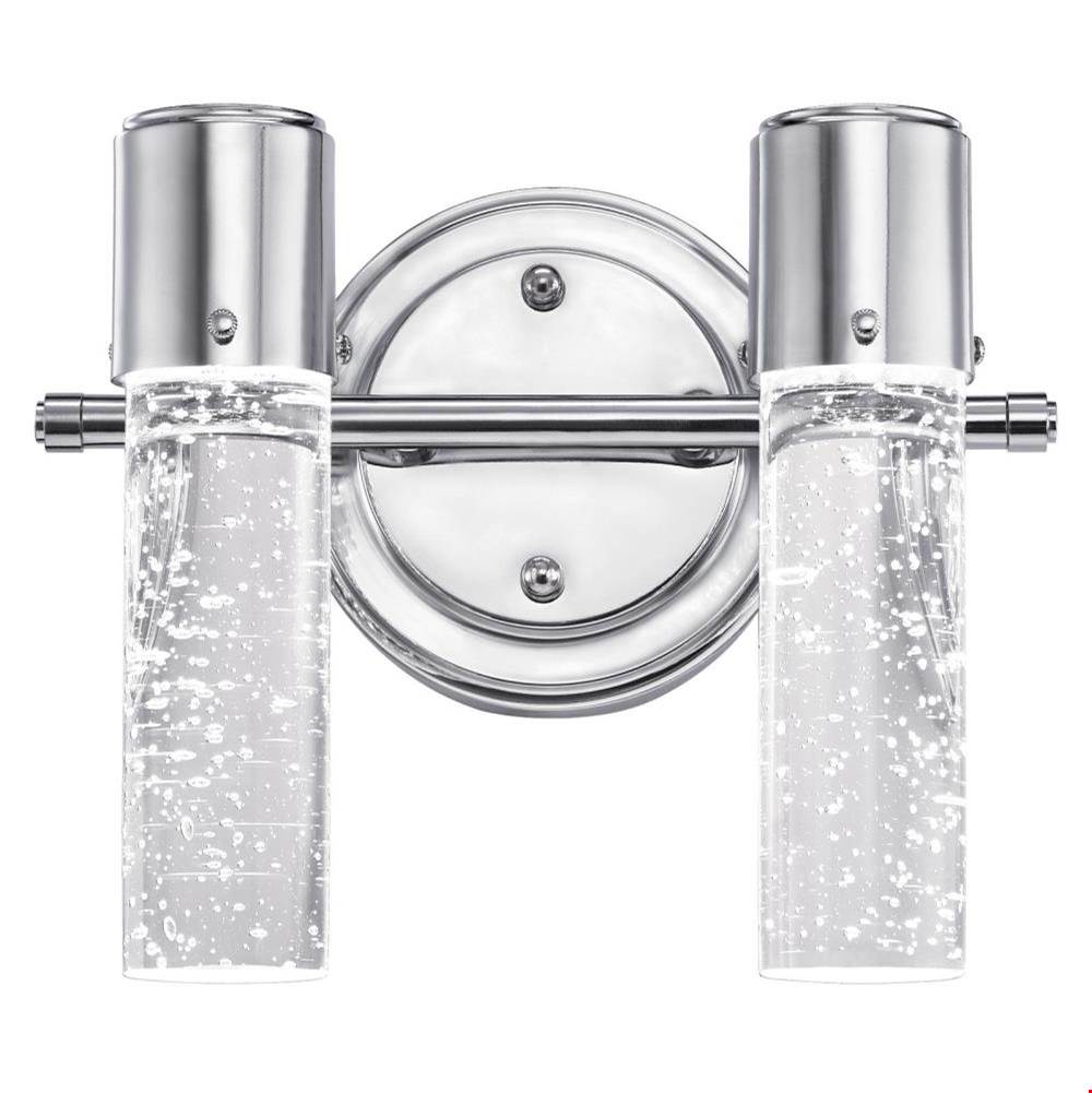 Westinghouse Westinghouse Cava Two-Light LED Indoor Wall Fixture, Chrome Finish and Bubble Glass
