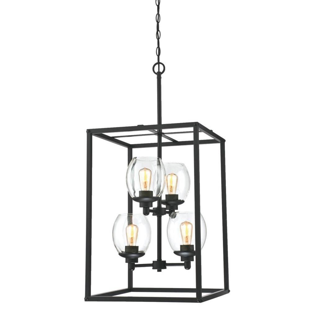 Westinghouse Westinghouse Barnwell Five-Light Indoor Chandelier, Textured Iron and Barnwood Finish with Clear Hammered Glass