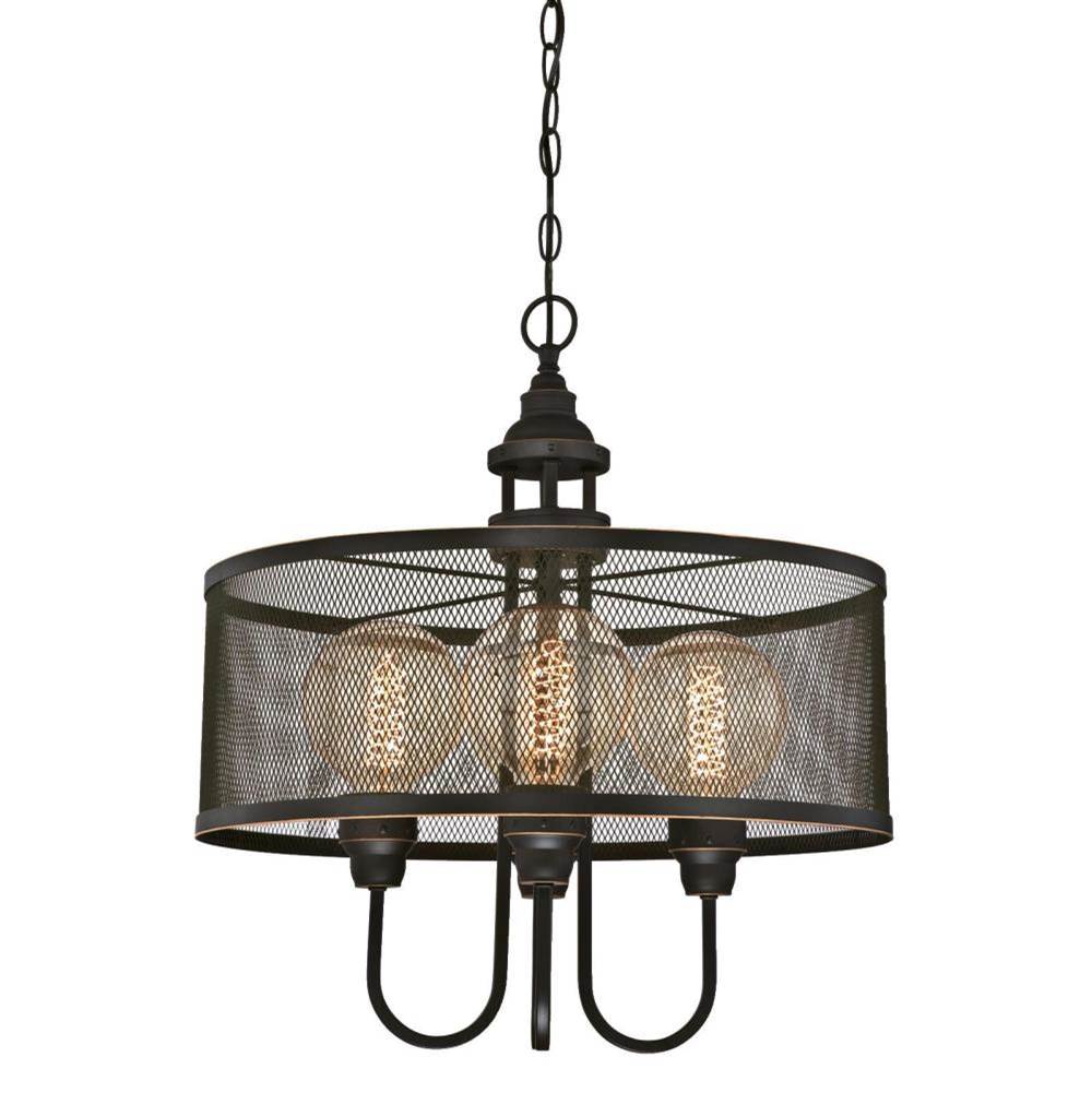 Westinghouse Westinghouse Walter Four-Light Indoor Chandelier, Oil Rubbed Bronze Finish with Highlights and Mesh Shade