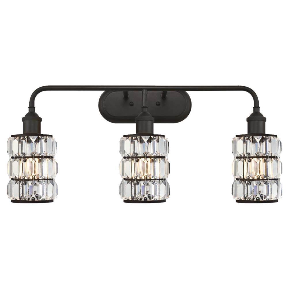 Westinghouse Sophie Three-Light Indoor Wall Fixture, Oil Rubbed Bronze Finish with Crystal Prism Glass