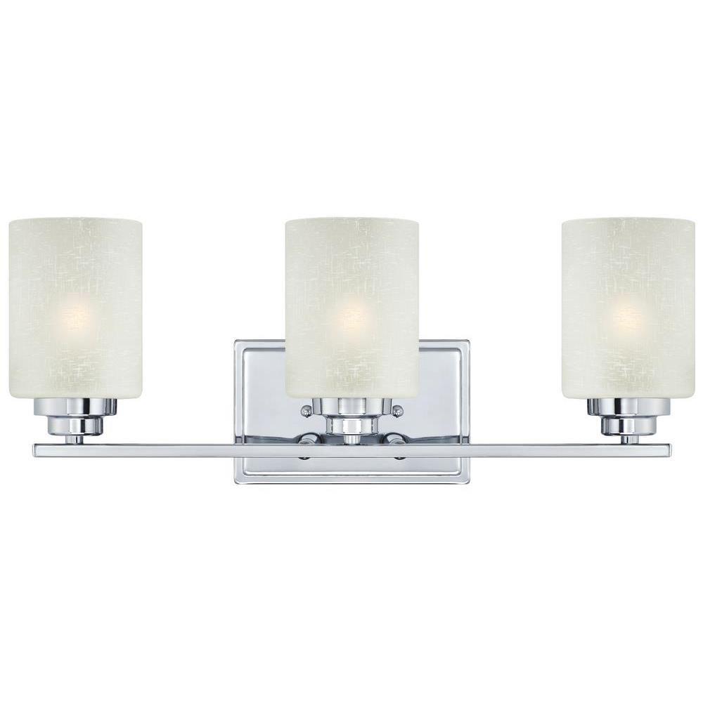 Westinghouse Hansen Three-Light Indoor Wall Fixture, Chrome Finish with White Linen Glass