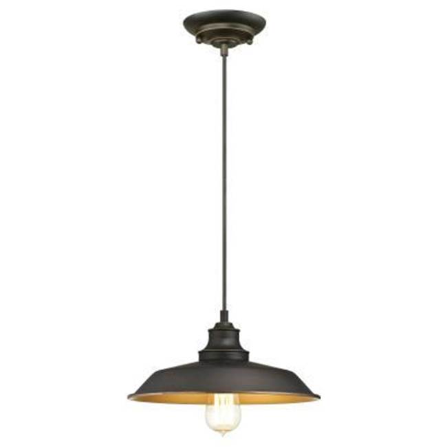 Westinghouse Westinghouse Lighting Iron Hill One-Light Indoor Pendant, Oil Rubbed Bronze Finish with Highlights and Metal Shade