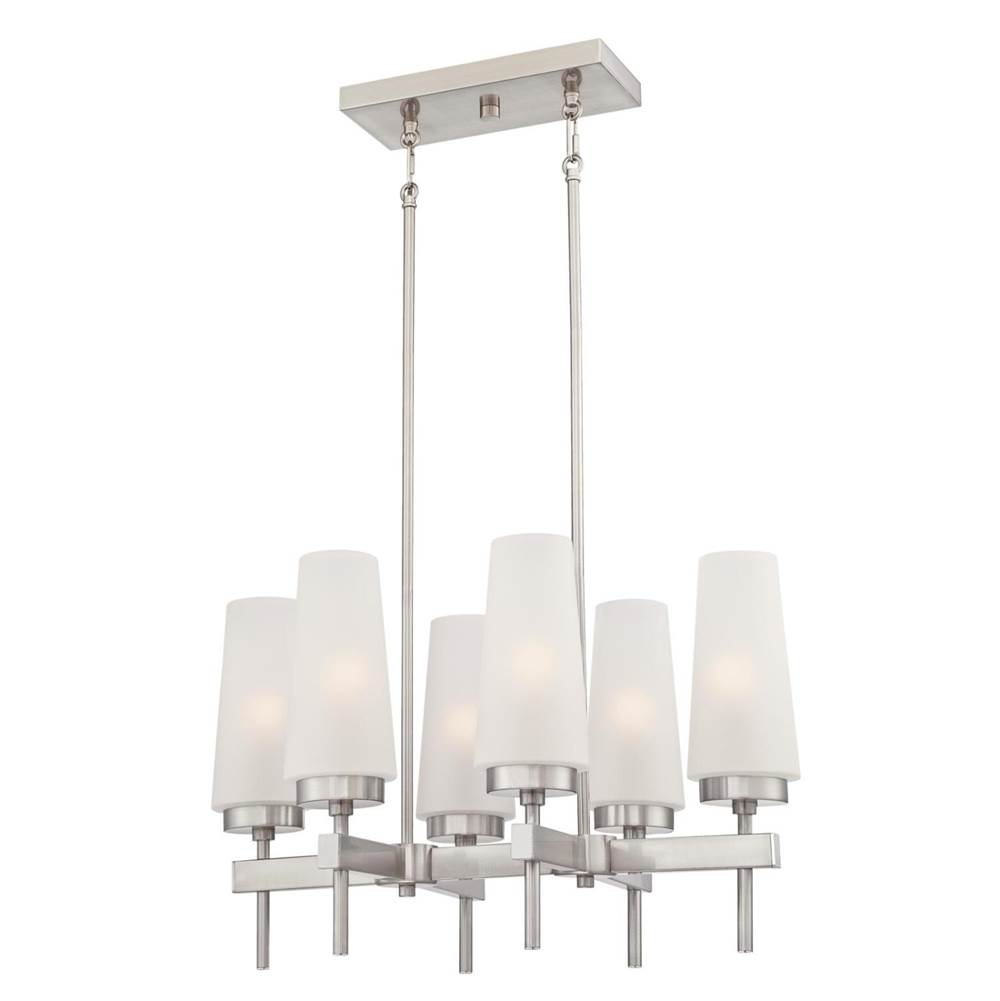 Westinghouse Westinghouse Lighting Chaddsford Six-Light Indoor Chandelier, Brushed Nickel Finish with Frosted Glass