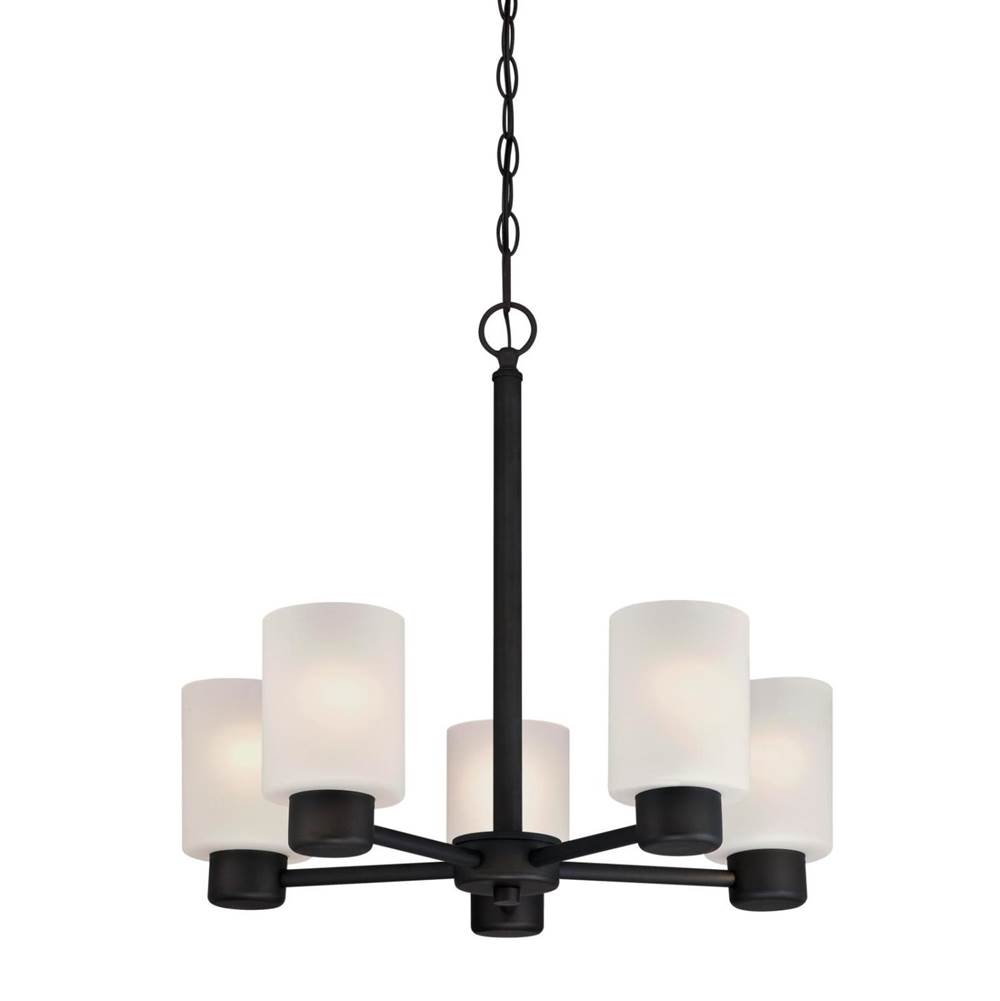 Westinghouse Westinghouse Sylvestre Five-Light Indoor Chandelier, Oil Rubbed Bronze Finish with Frosted Glass