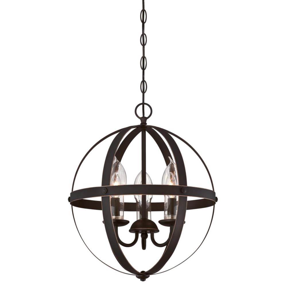 Westinghouse Westinghouse Stella Mira Three-Light Outdoor Chandelier, Oil Rubbed Bronze Finish with Highlights and Clear Glass Candle Covers