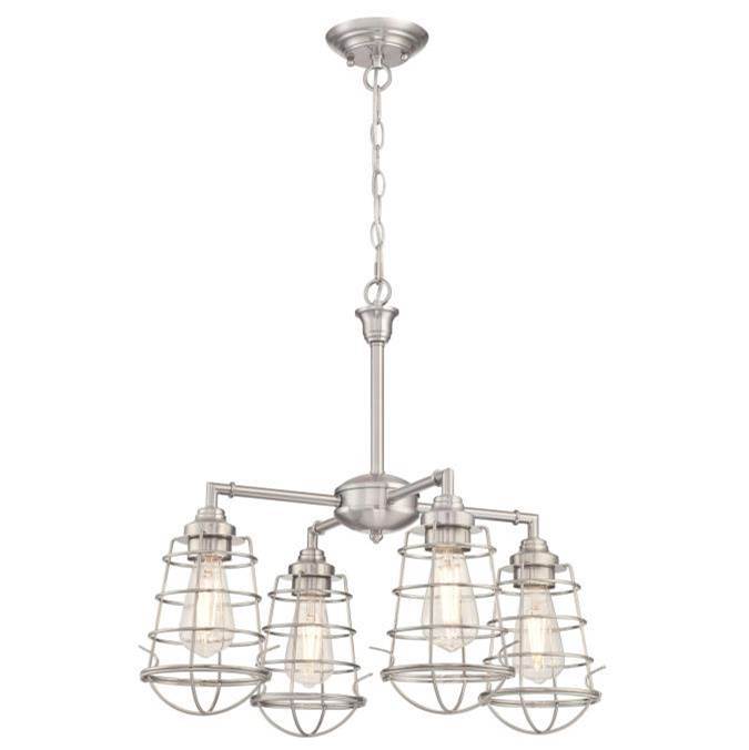 Westinghouse Westinghouse Lighting Nolan Four-Light Indoor Chandelier/Semi-Flush Mount Ceiling Fixture, Brushed Nickel Finish with Cage Shades