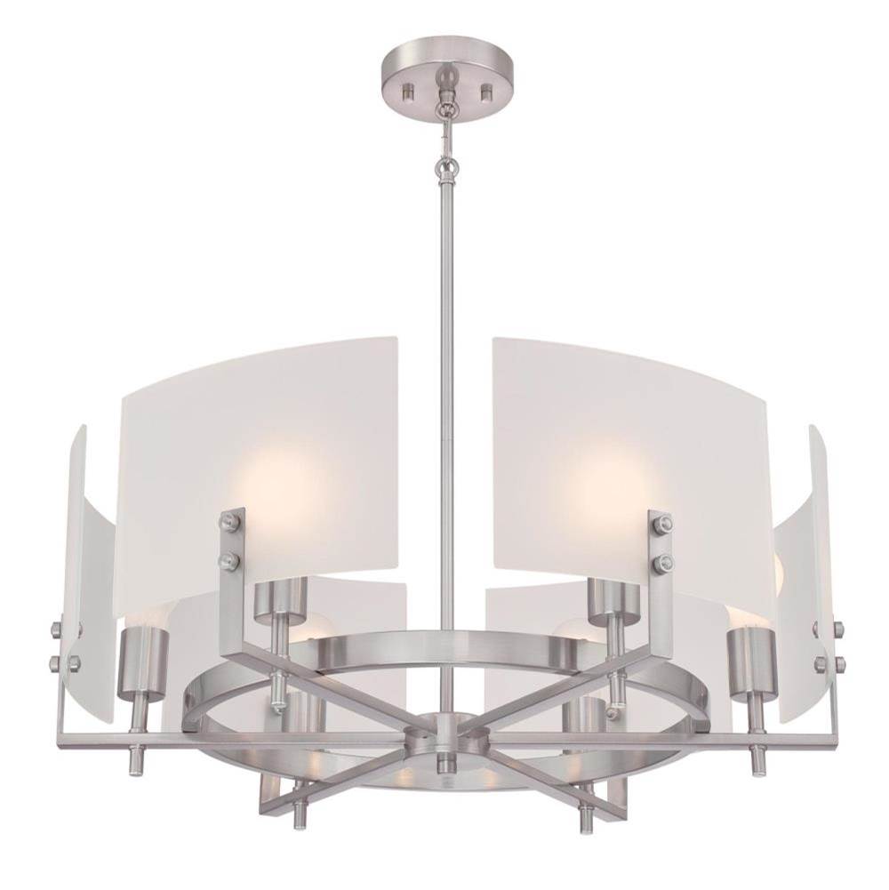 Westinghouse Westinghouse Lighting Enzo James Six-Light Indoor Chandelier, Brushed Nickel Finish with Frosted Glass