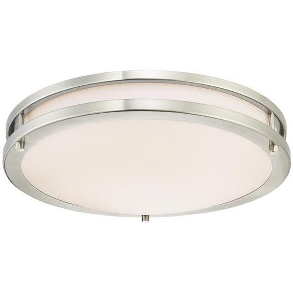 Westinghouse Westinghouse Lauderdale 15-3/4-Inch Dimmable ENERGY STAR LED Indoor Flush Mount Ceiling Fixture, Brushed Nickel Finish with White Acrylic Shade