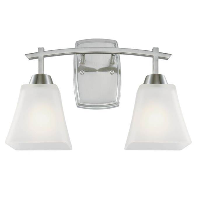 Westinghouse Westinghouse Lighting Midori Two-Light Indoor Wall Fixture, Brushed Nickel Finish with Frosted Glass