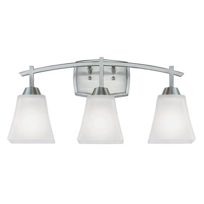 Westinghouse Westinghouse Lighting Midori Three-Light Indoor Wall Fixture, Brushed Nickel Finish with Frosted Glass