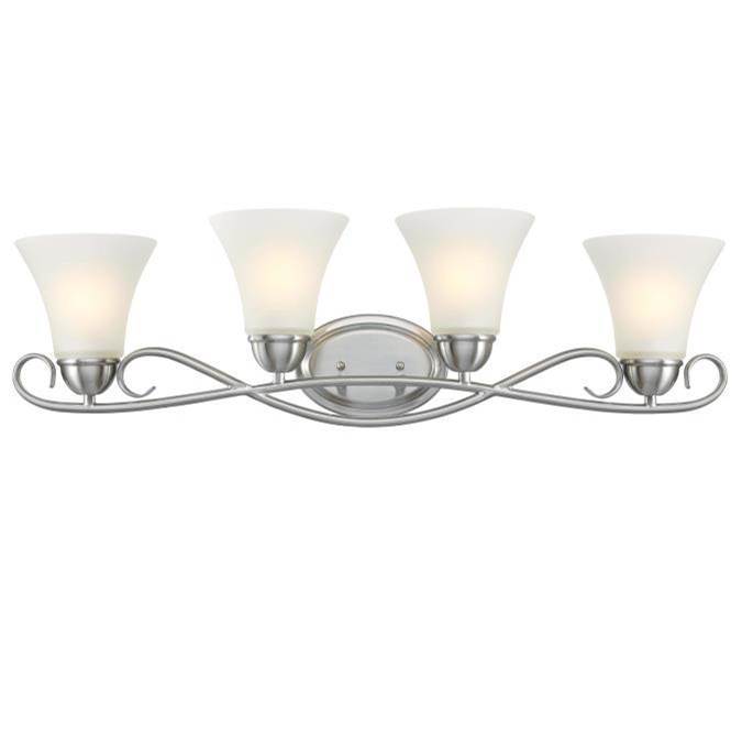 Westinghouse Westinghouse Lighting Dunmore Four-Light Indoor Wall Fixture, Brushed Nickel Finish with Frosted Glass