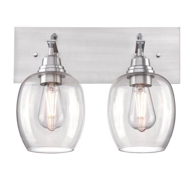 Westinghouse Westinghouse Lighting Eldon Two-Light Indoor Wall Fixture, Brushed Aluminum Finish with Clear Glass