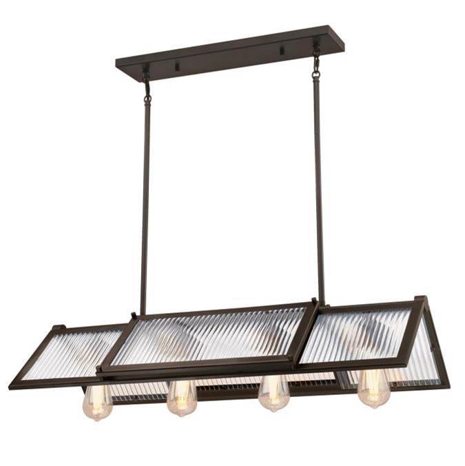 Westinghouse Westinghouse Lighting Finn Four-Light Indoor Chandelier, Oil Rubbed Bronze Finish with Clear Ribbed Glass