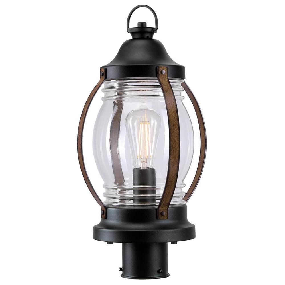Westinghouse Westinghouse Lighting Canyon One-Light Outdoor Post Top Fixture, Textured Black and Barnwood Finish with Clear Glass