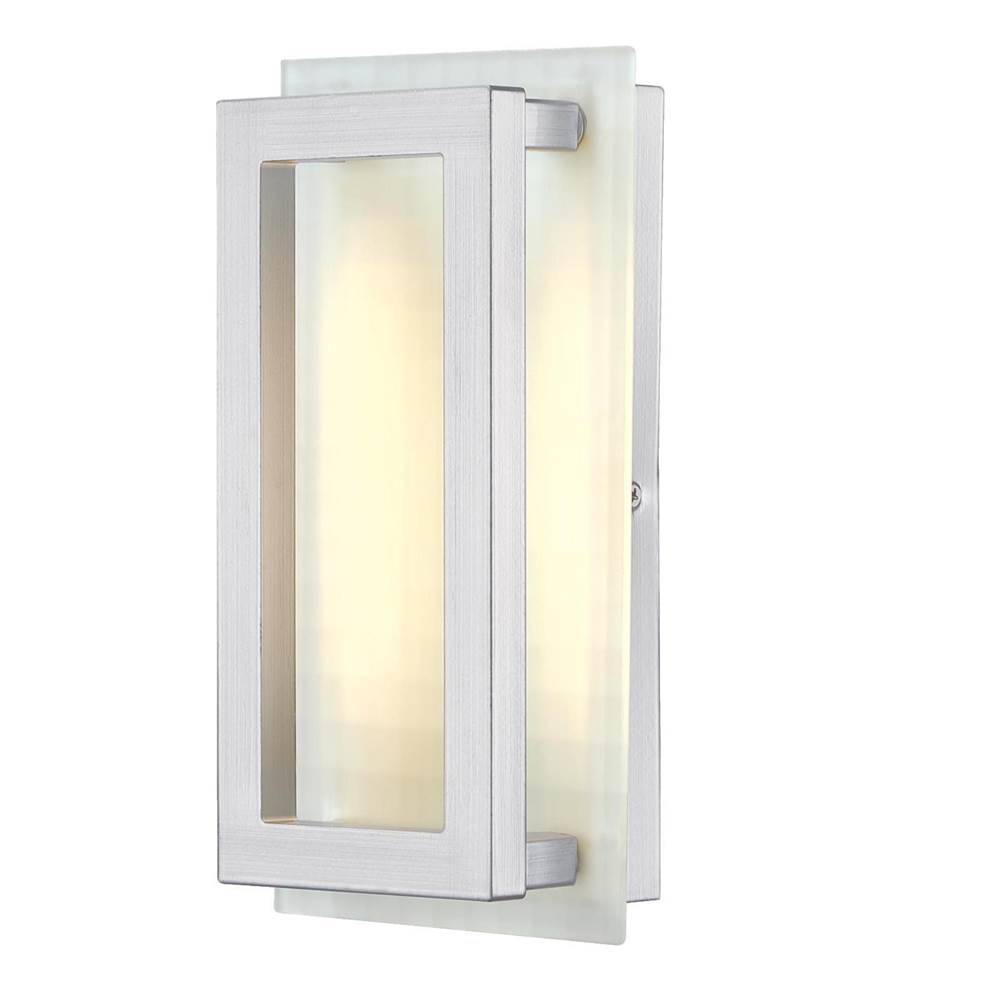Westinghouse Westinghouse Lighting Matthew One Light Dimmable LED Indoor/Outdoor Wall Fixture, Nickel Luster Finish with Frosted Waffle Glass