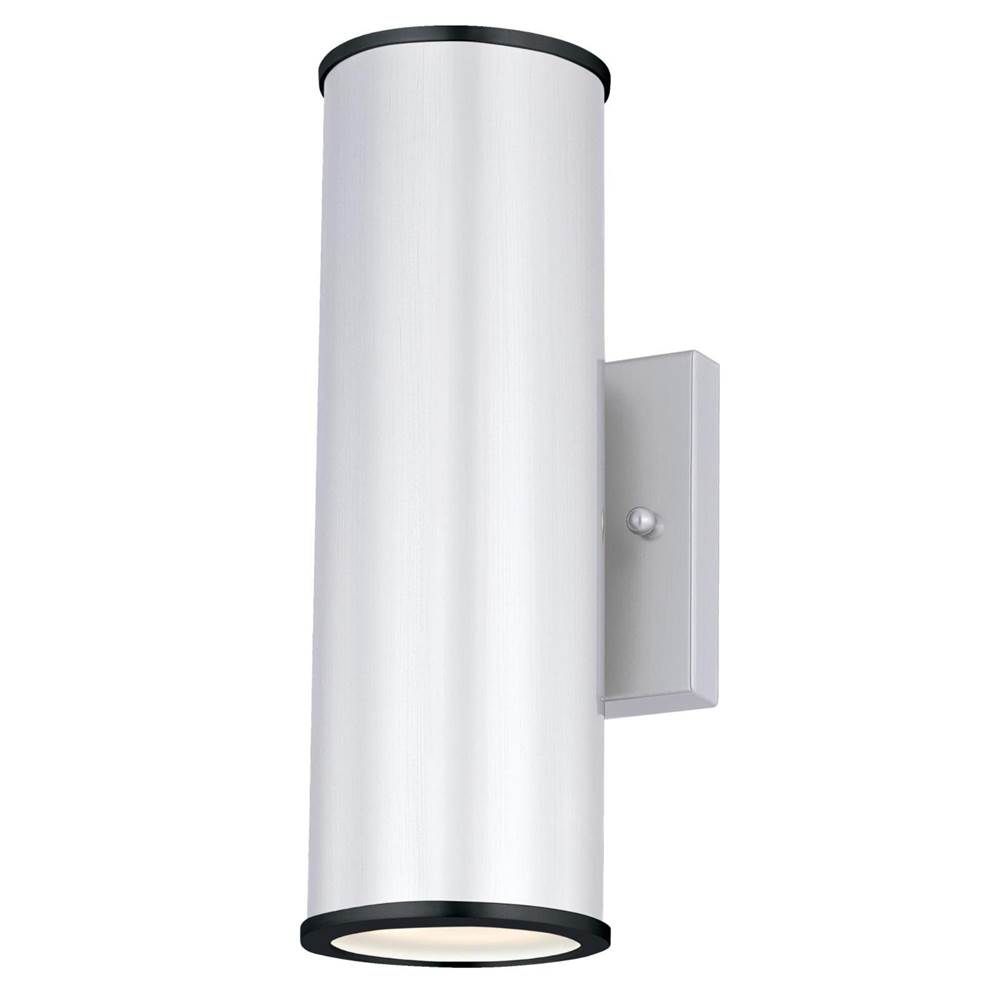 Westinghouse Westinghouse Lighting Mayslick Two-Light Dimmable LED Outdoor Wall Fixture with Up and Down Light, Nickel Luster Finish with Frosted Glass