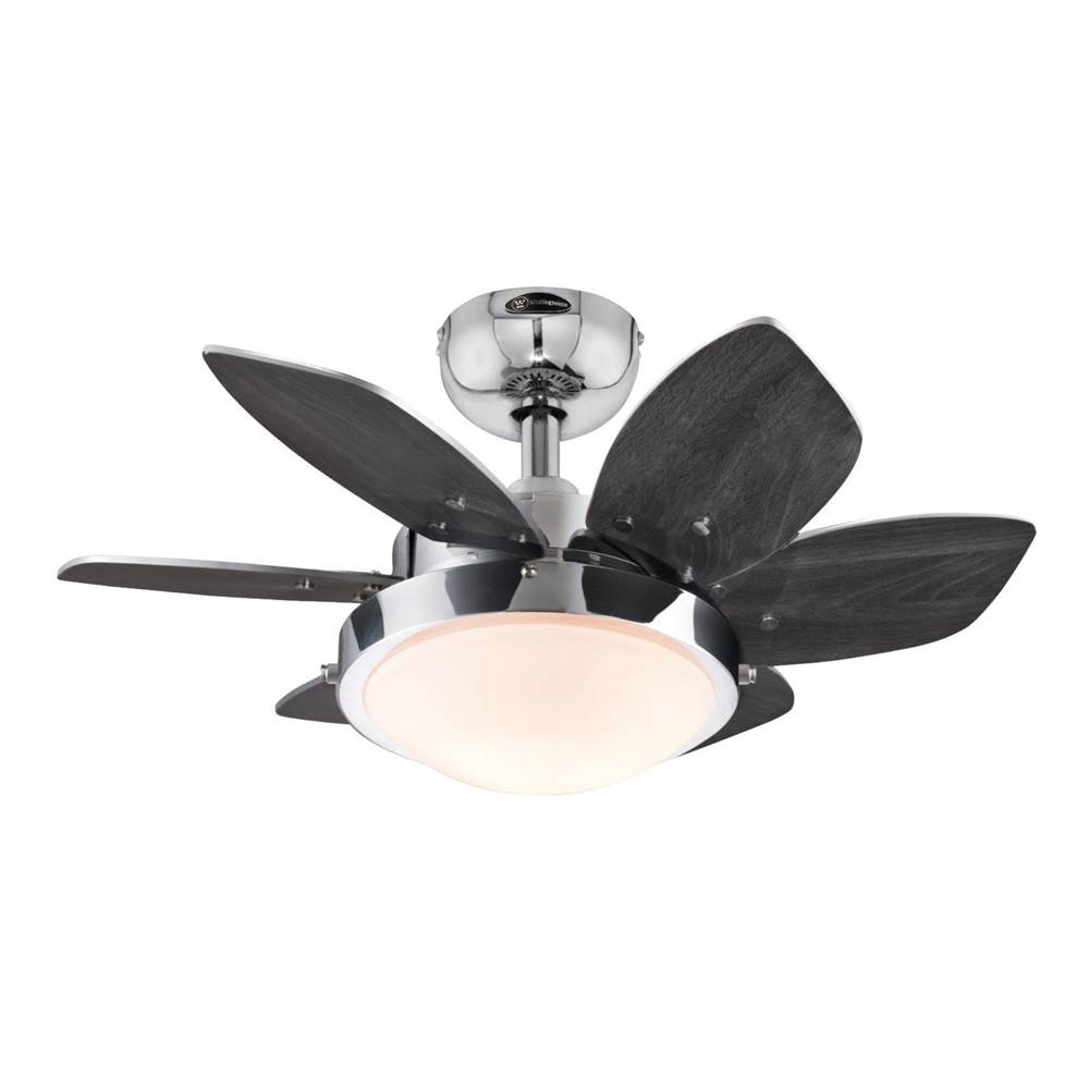 Westinghouse Westinghouse Lighting Quince 24-Inch 6-Blade Chrome Indoor Ceiling Fan with Dimmable LED Light Fixture and Opal Frosted Glass