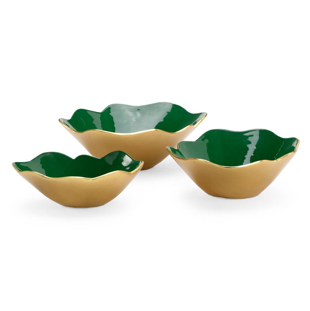 Wildwood Emerald Enameled Bowls (S3)